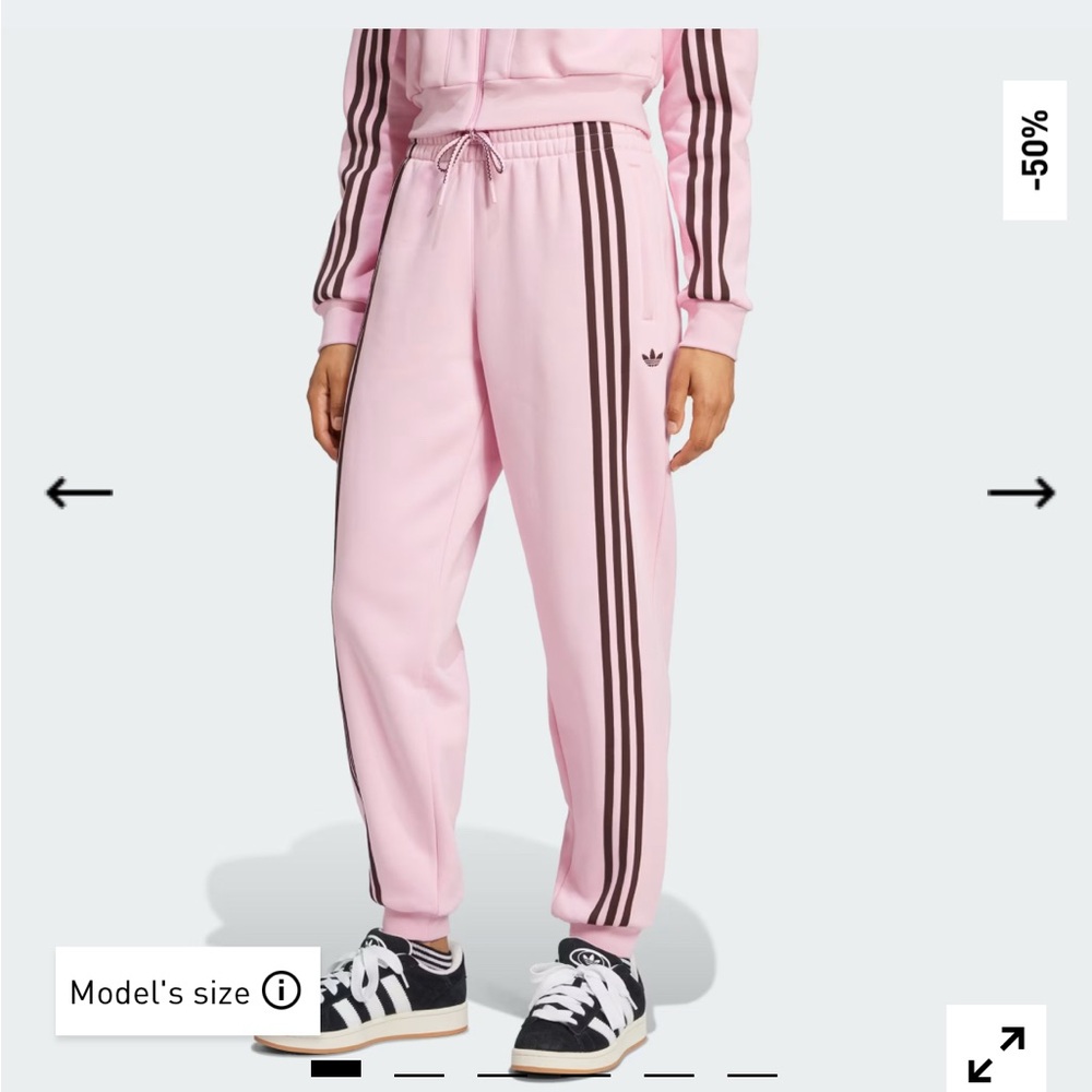 NWOT XS Adidas Pink Track Pant Jogger with Brown Stripes